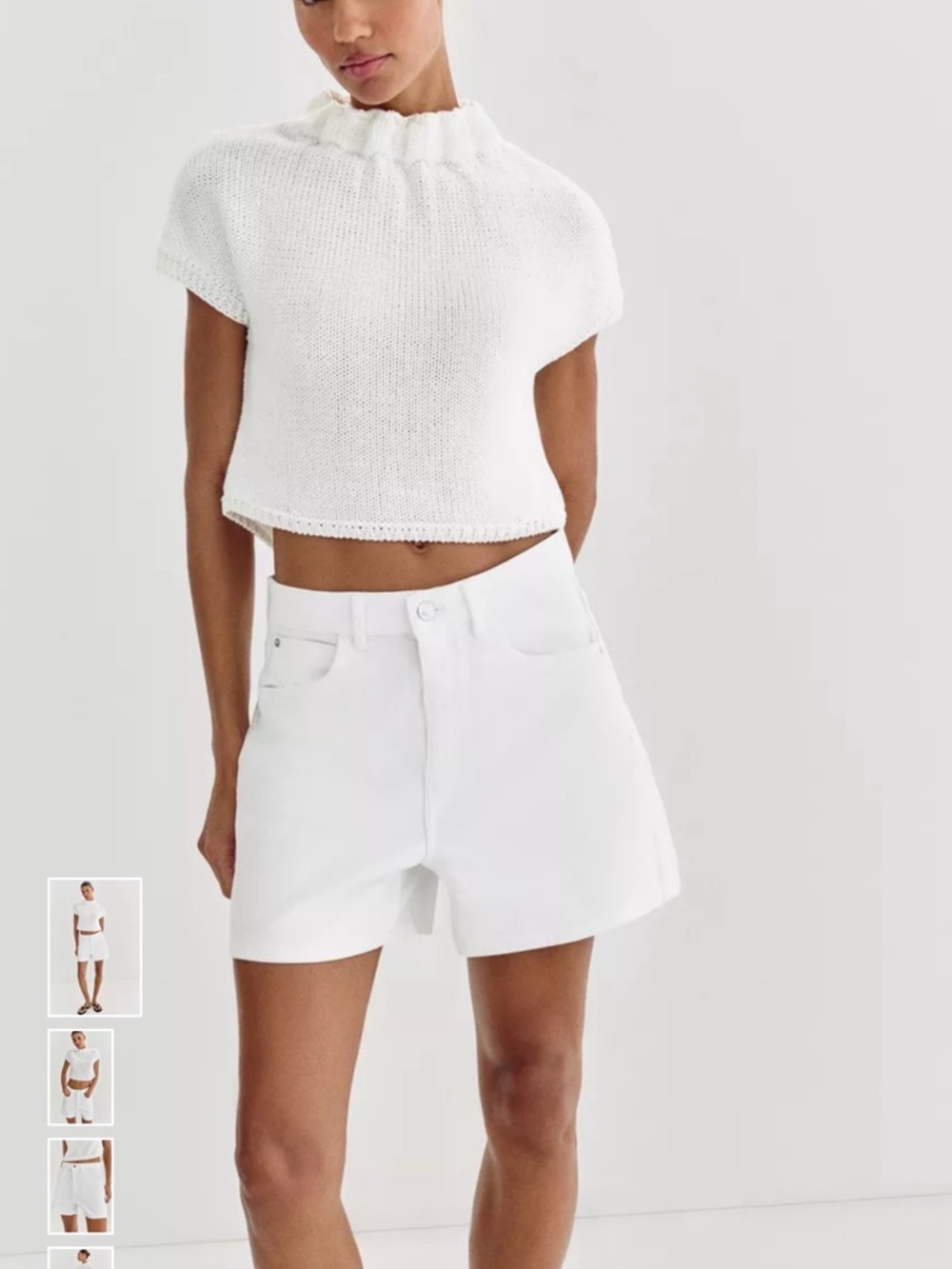 Zara White High-Waist Mom fit Shorts